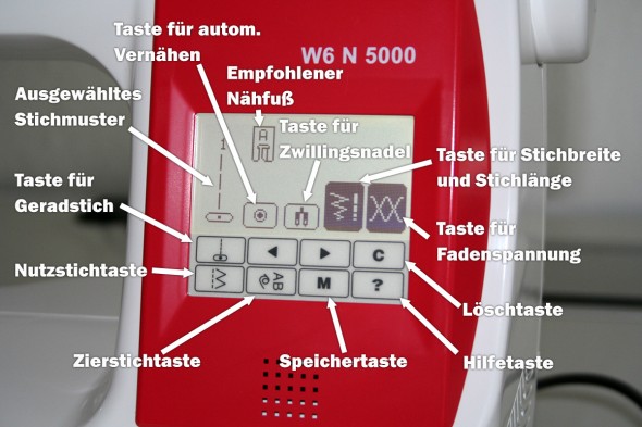 W6 N 5000 Touchscreen-Display Tasten